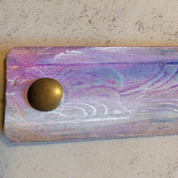 Western Boho Layering Hand Tooled Leather Bracelet Ivory Pastel - Picture 3 of 8